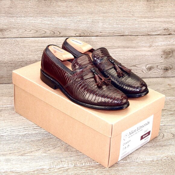 $695 Allen Edmonds CLAYTON Genuine Lizard 7.5 D Brown * add $15 new Trees main image 8
